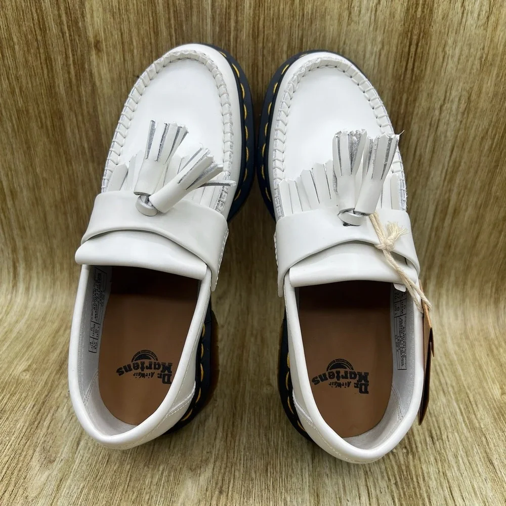 Dr. Martens Adrian YS Women's Size 6 Tassel Loafer Platform Shoes White NWT
